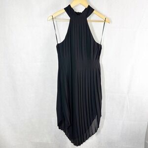 Keepsake High Neck Pleated Midi Sleeveless Cocktail Dress size Small